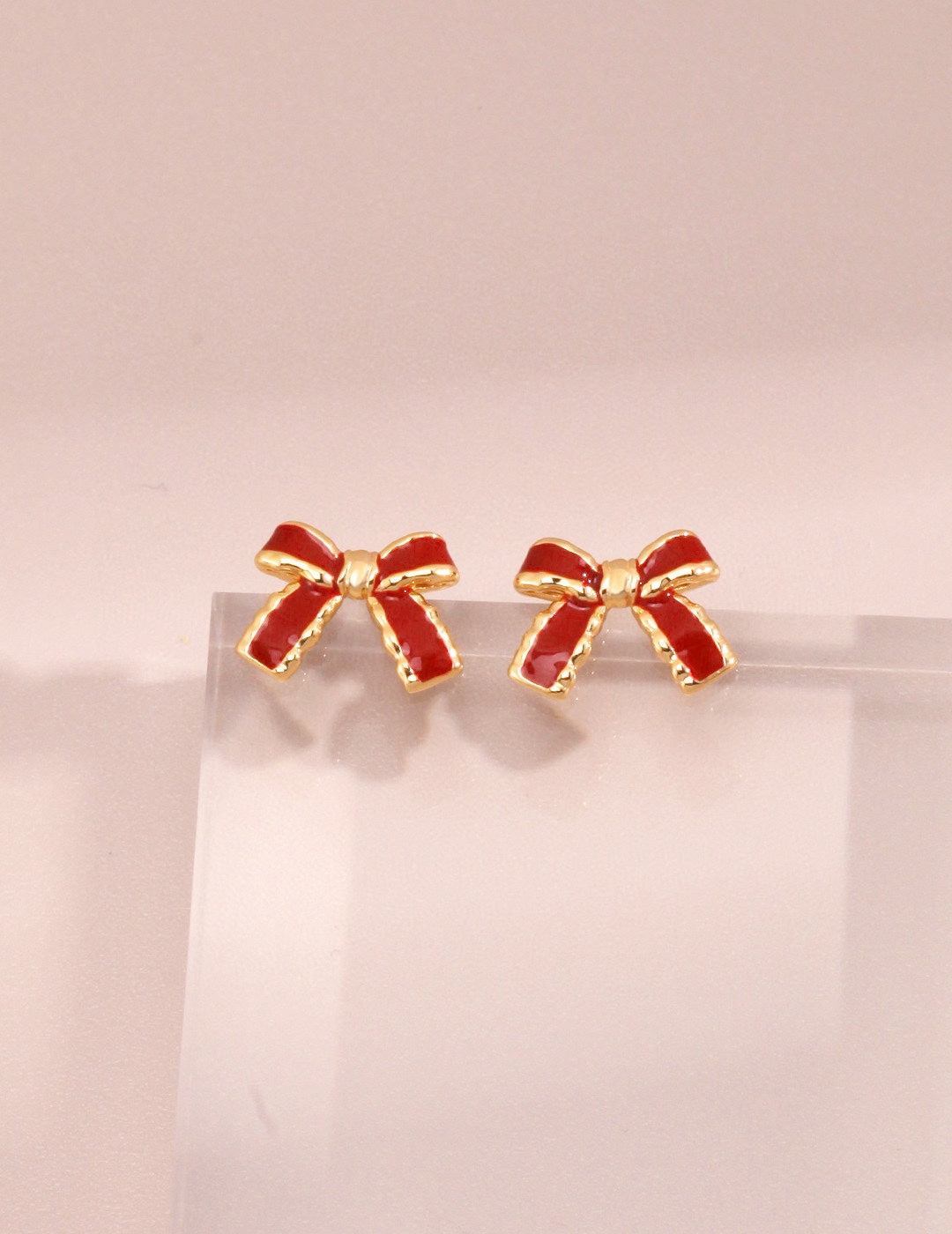 Red Enamel Butterfly Stud Earrings