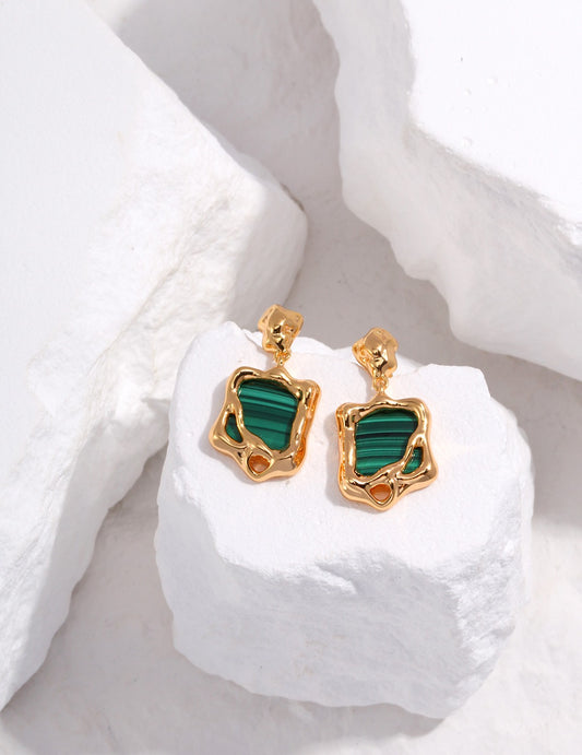 Malachite Fluid Drop Earrings