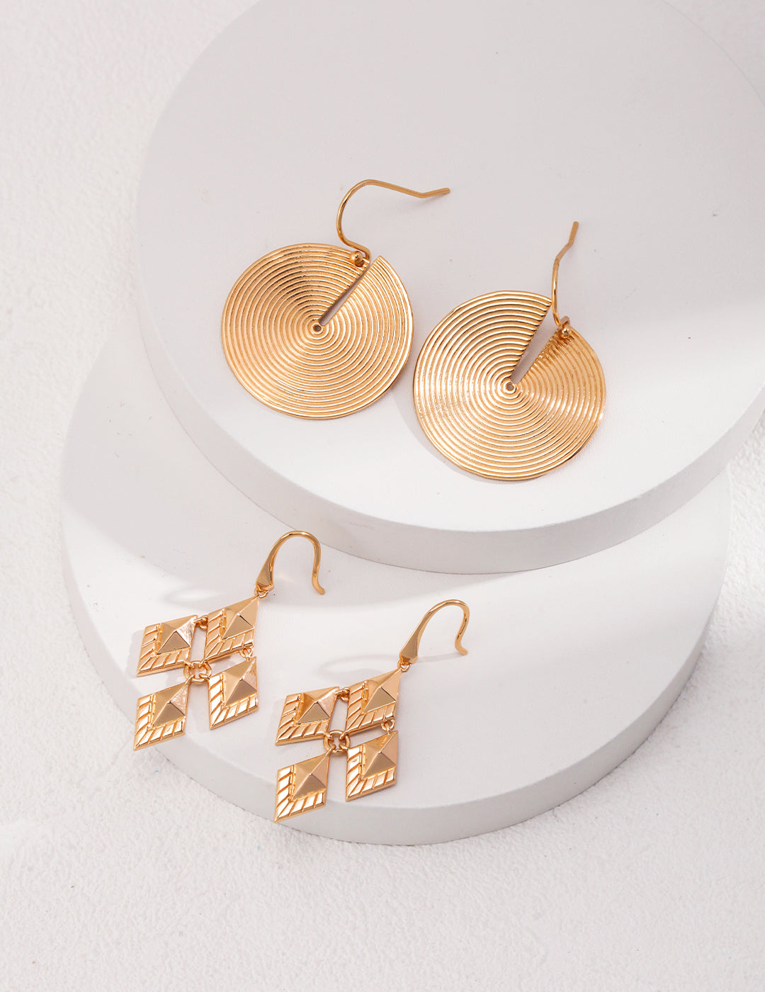 Spiral Disc Drop Earrings