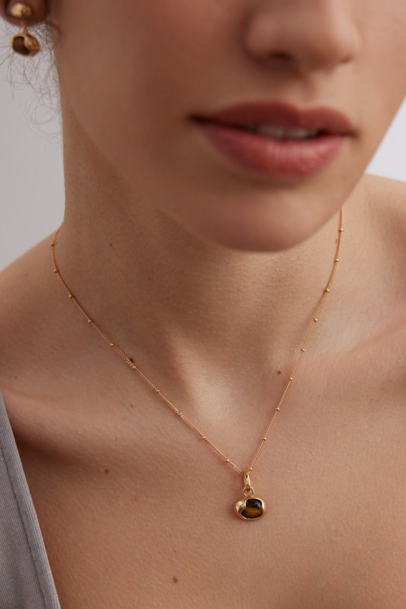 Celestial Tiger Eye Solitaire Necklace