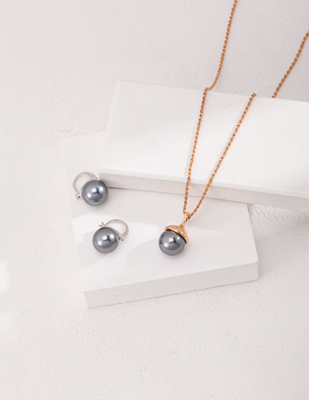 Pinecone Charm Tiger Eye & Shell Bead Necklace