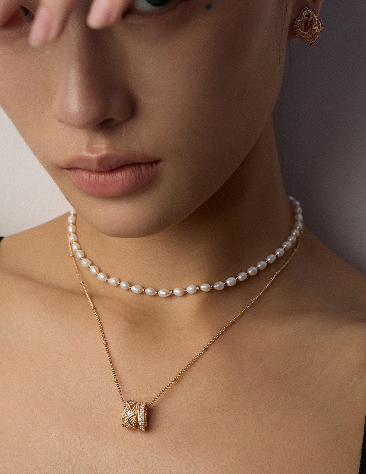 Starry Texture Zircon Pendant Necklace