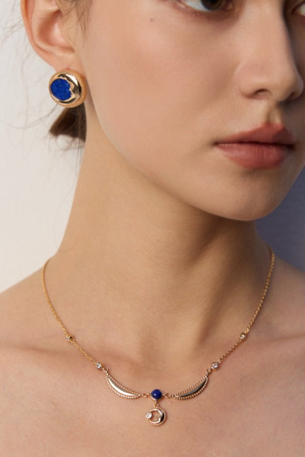 Lapis Lazuli & Zircon Accent Necklace