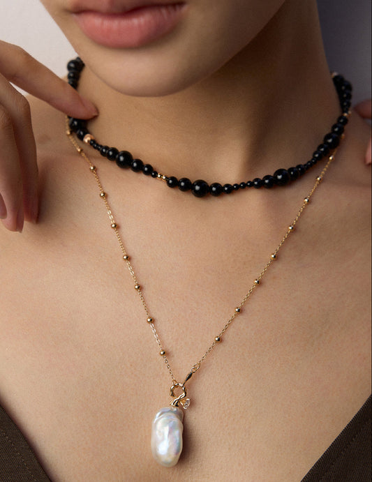 Elegant Pearl & Zircon Statement Necklace