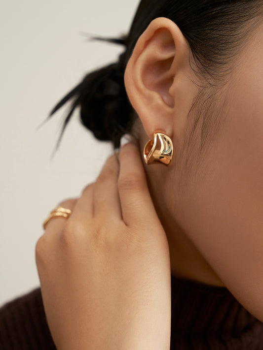 Modern Textured Silver Stud Earrings