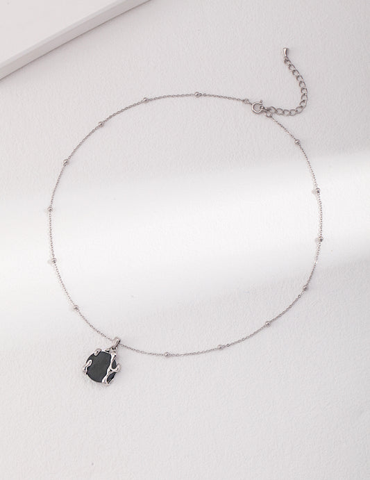 Fluid Form Black Agate Necklace