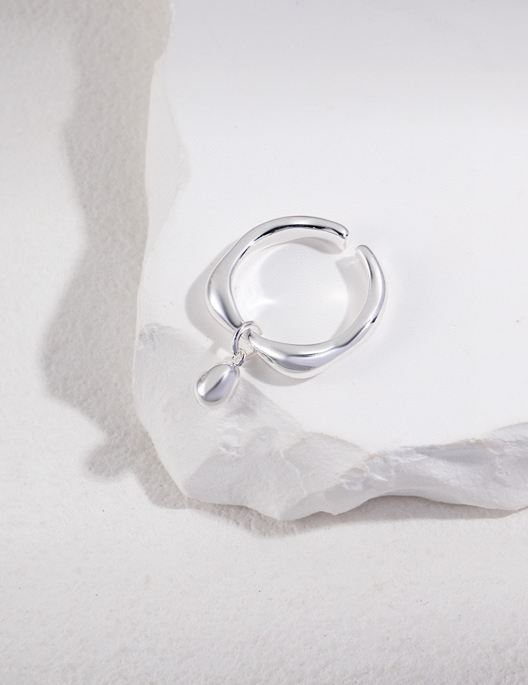 Molten Lava Silver Droplet Ring