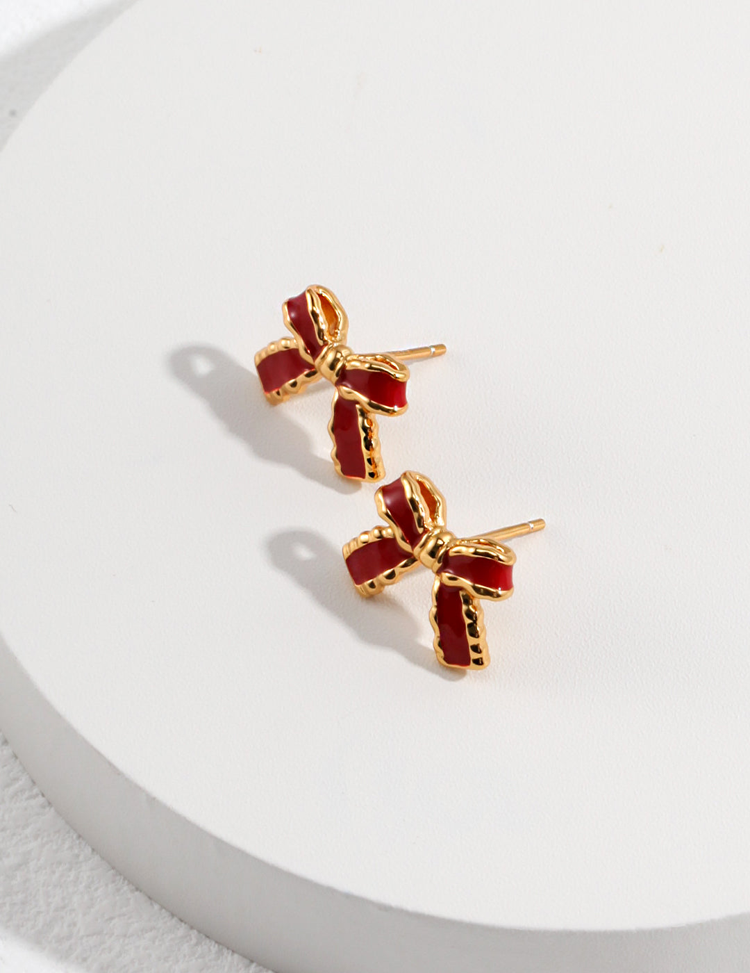 Red Enamel Butterfly Stud Earrings