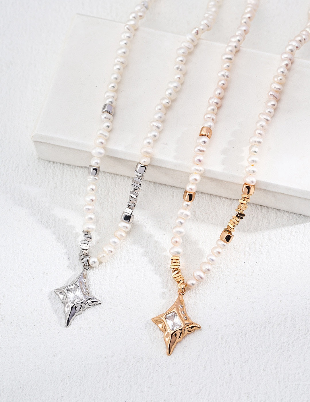 Lustrous Pearl & Zircon Necklace