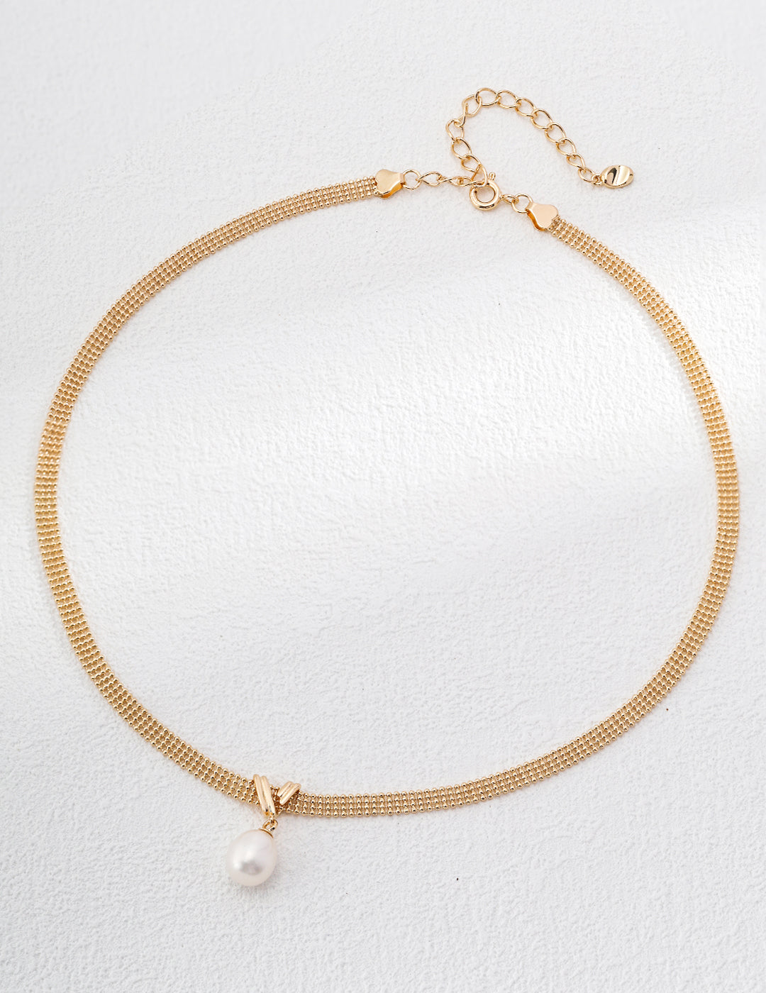 Knot Pearl Mesh Chain Necklace