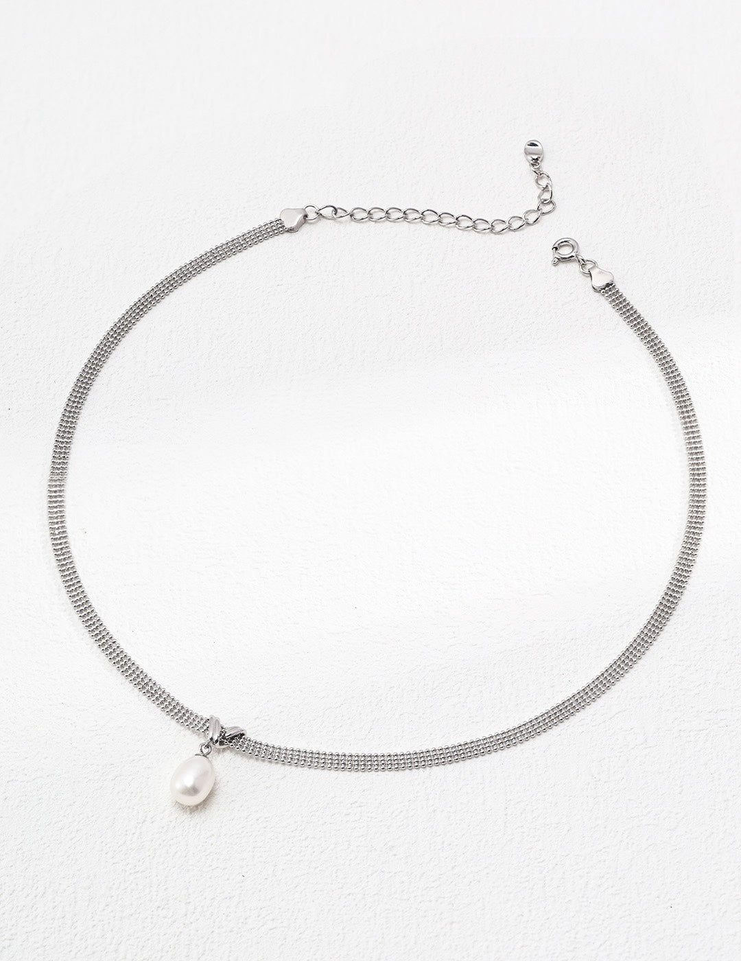 Knot Pearl Mesh Chain Necklace