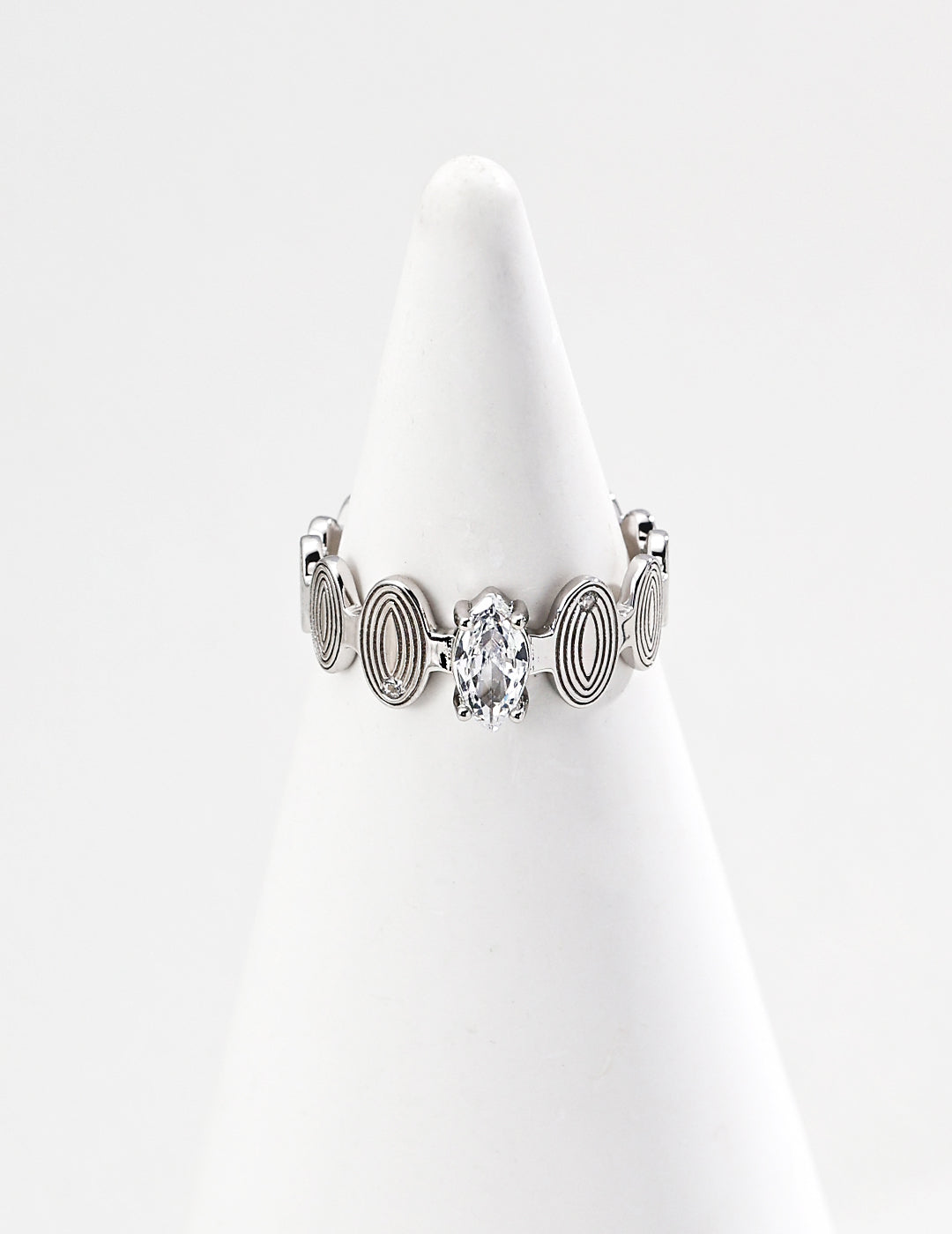 Swirl Design Zircon Open Ring