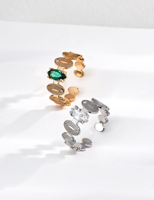 Swirl Design Zircon Open Ring