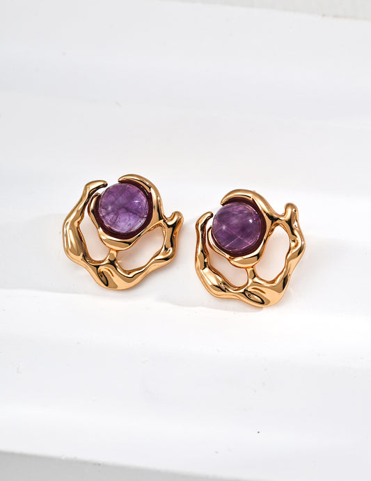 Amethyst Molten Metal Earrings