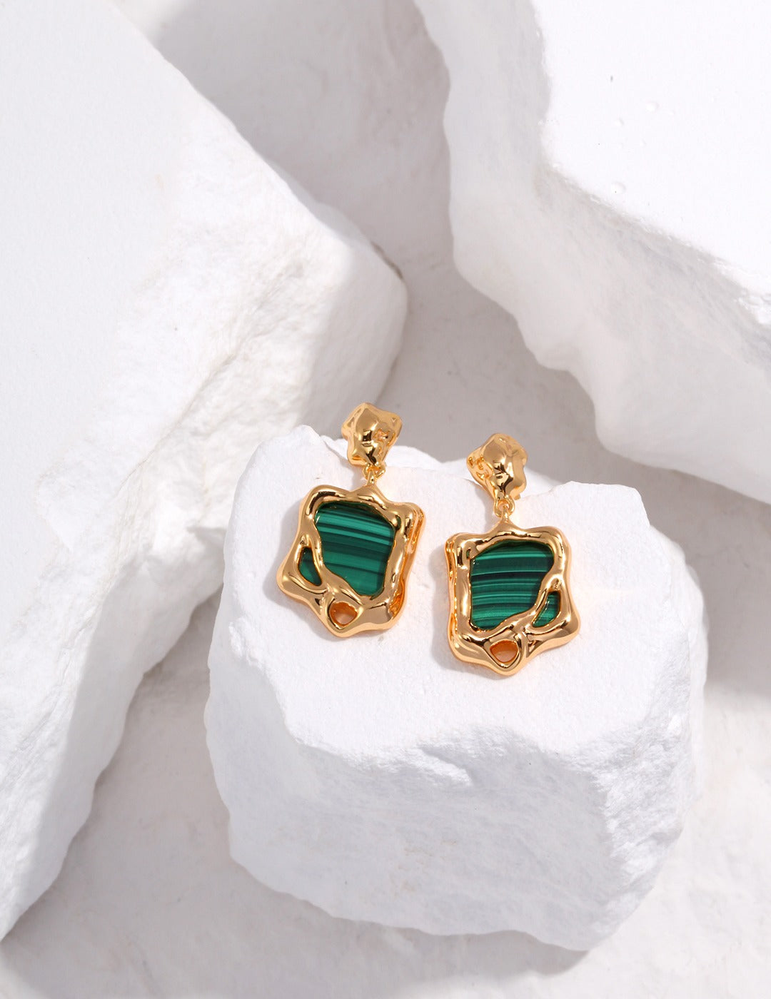 Malachite Fluid Drop Earrings