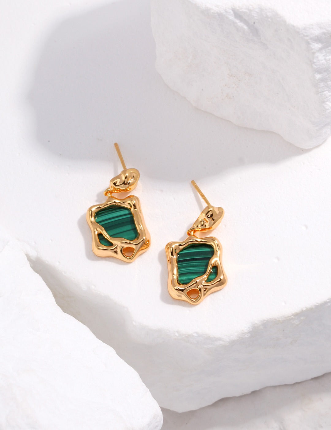 Malachite Fluid Drop Earrings