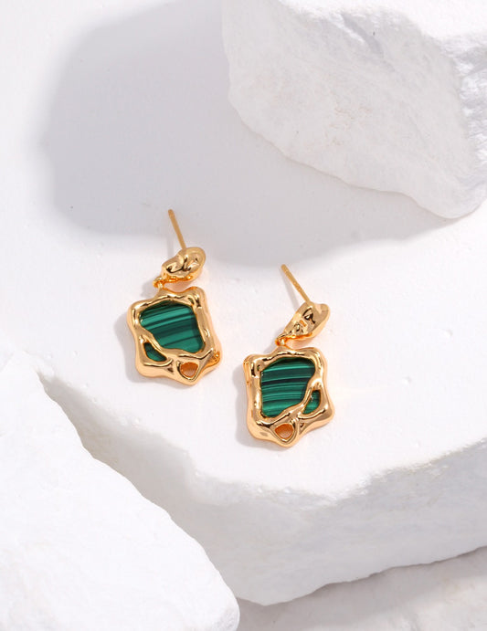 Malachite Fluid Drop Earrings