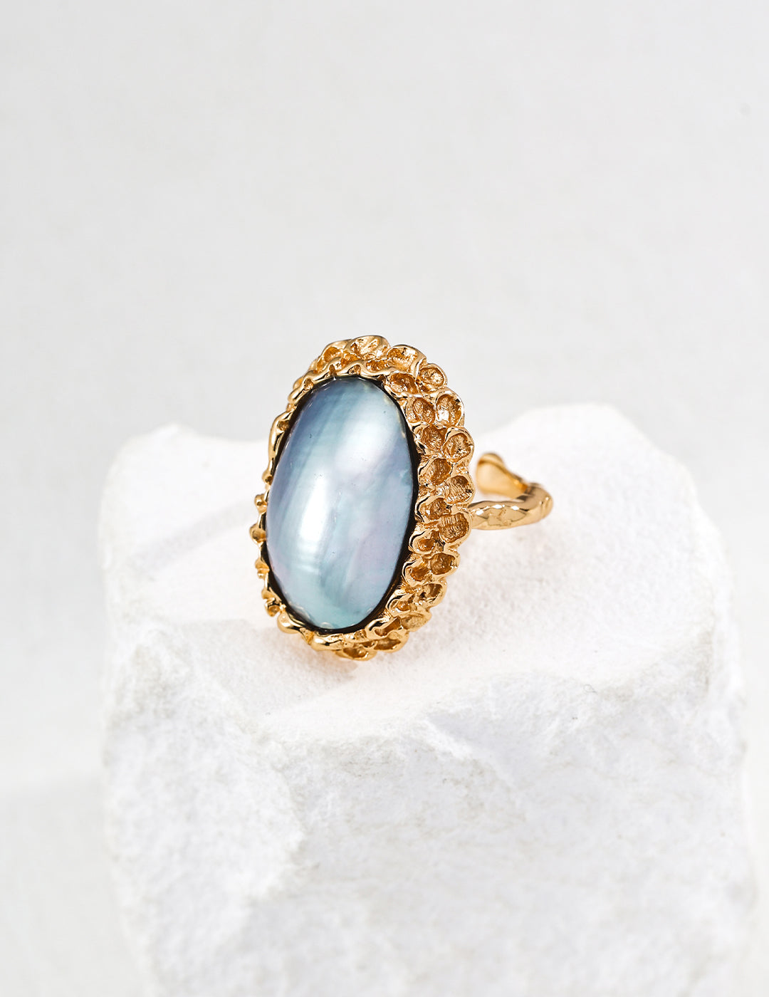 Hand-Carved Mabe Pearl Ring