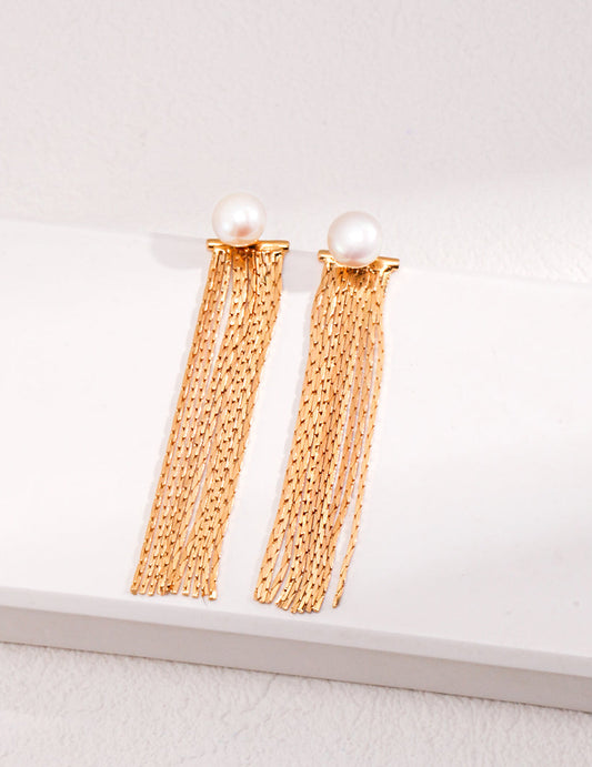 Pearl Cascade Tassel Earrings