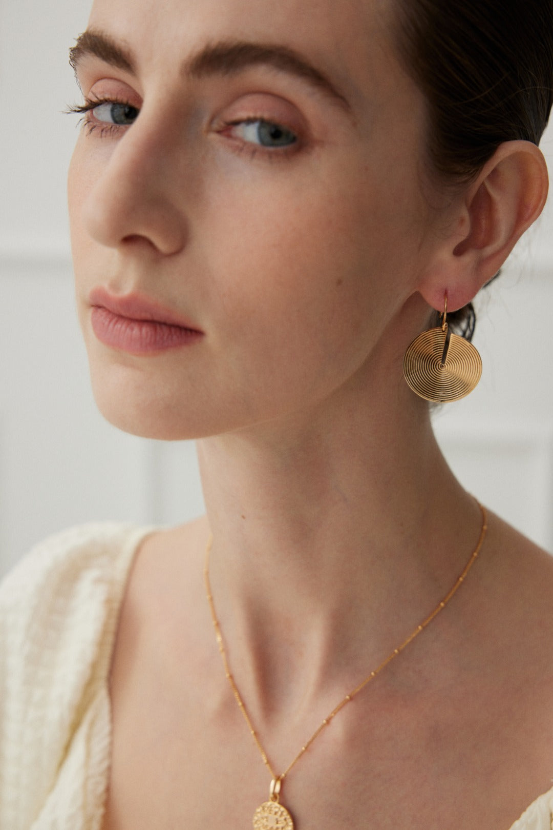 Spiral Disc Drop Earrings