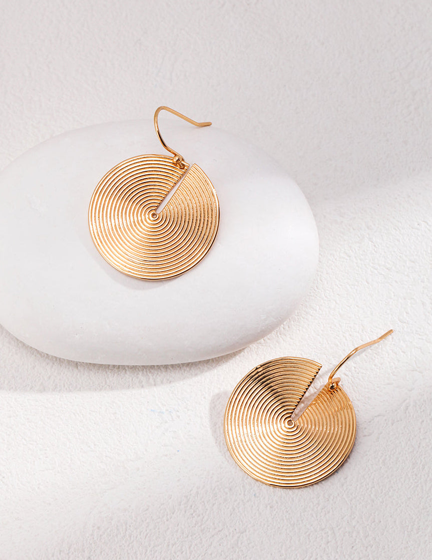 Spiral Disc Drop Earrings