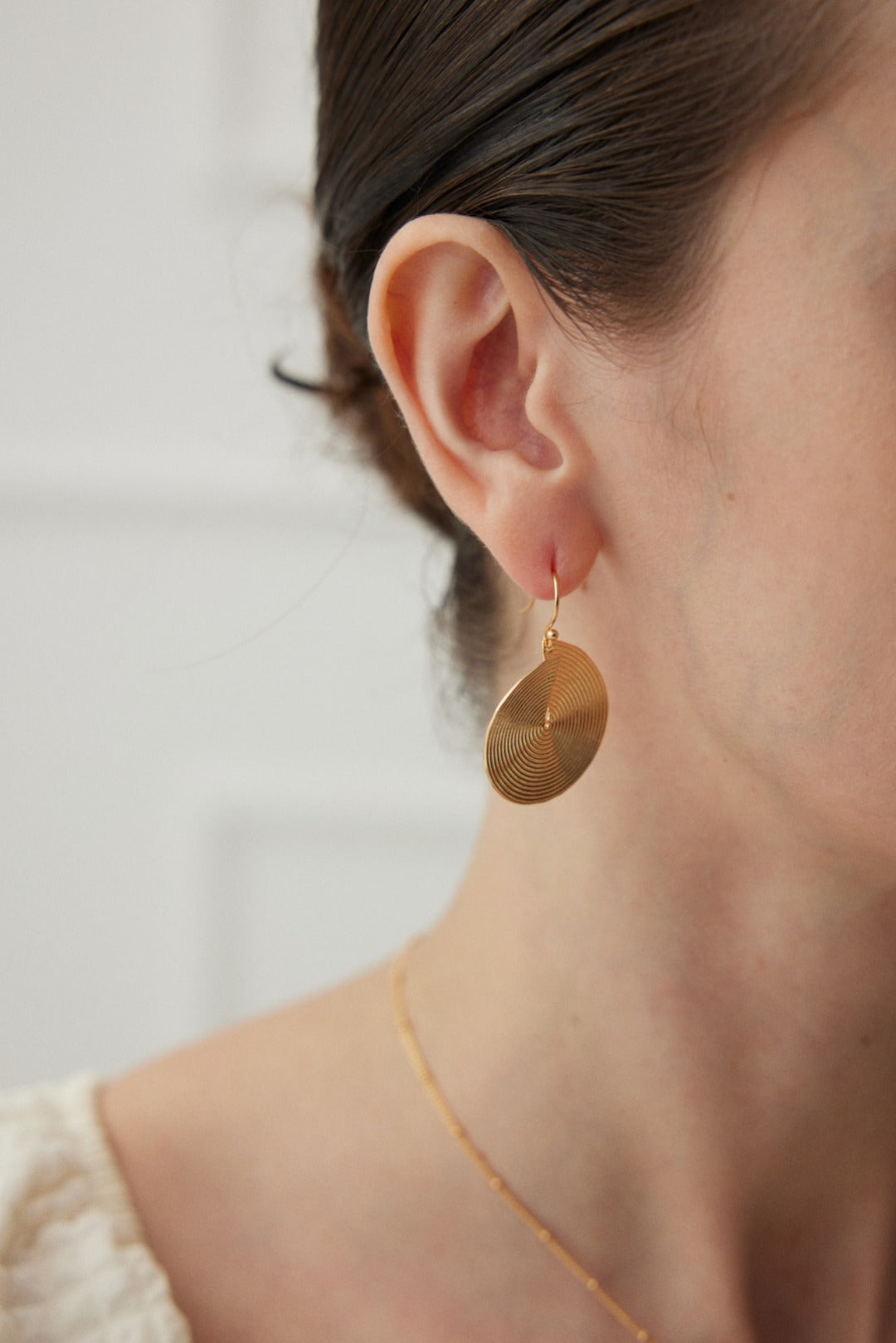 Spiral Disc Drop Earrings