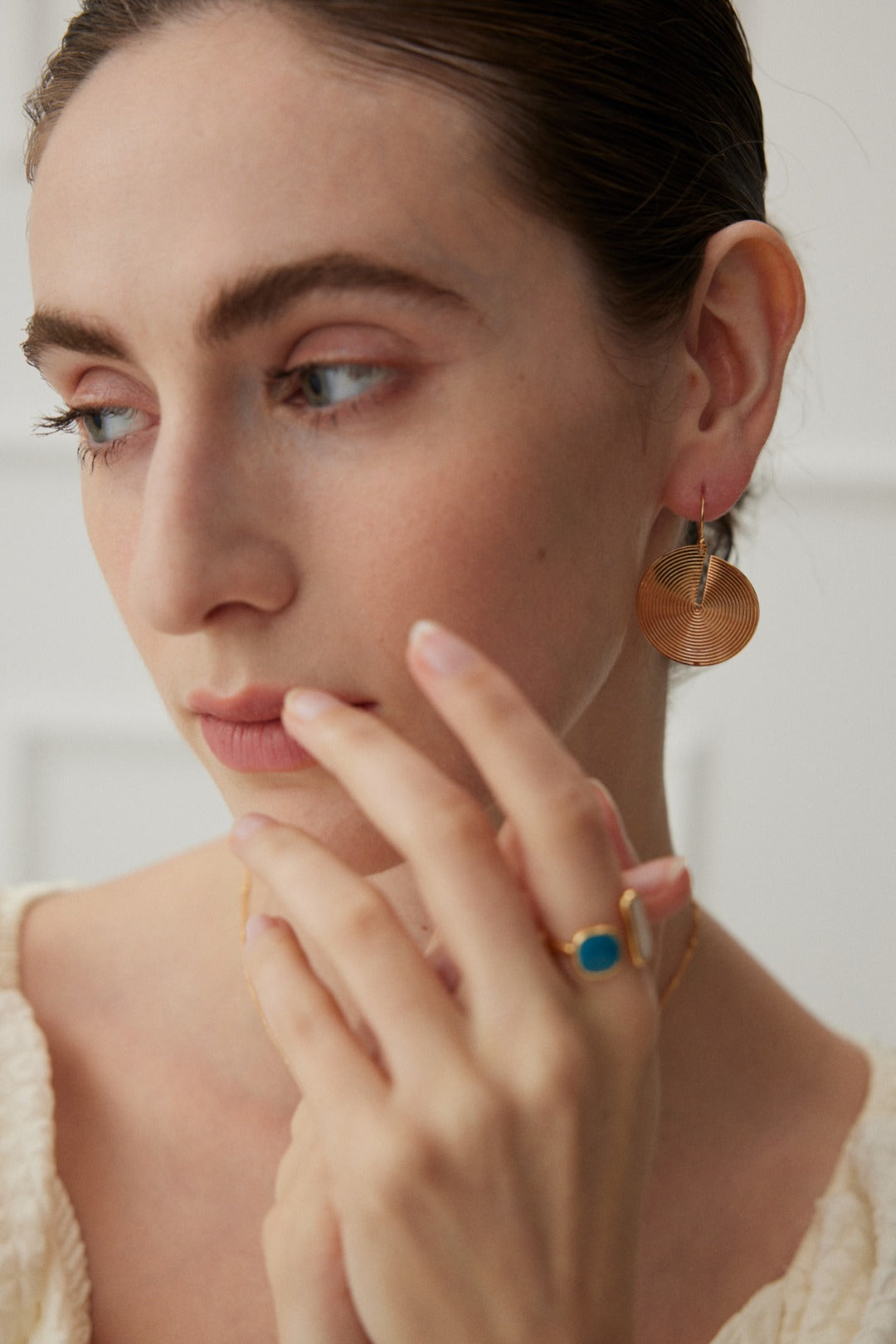 Spiral Disc Drop Earrings