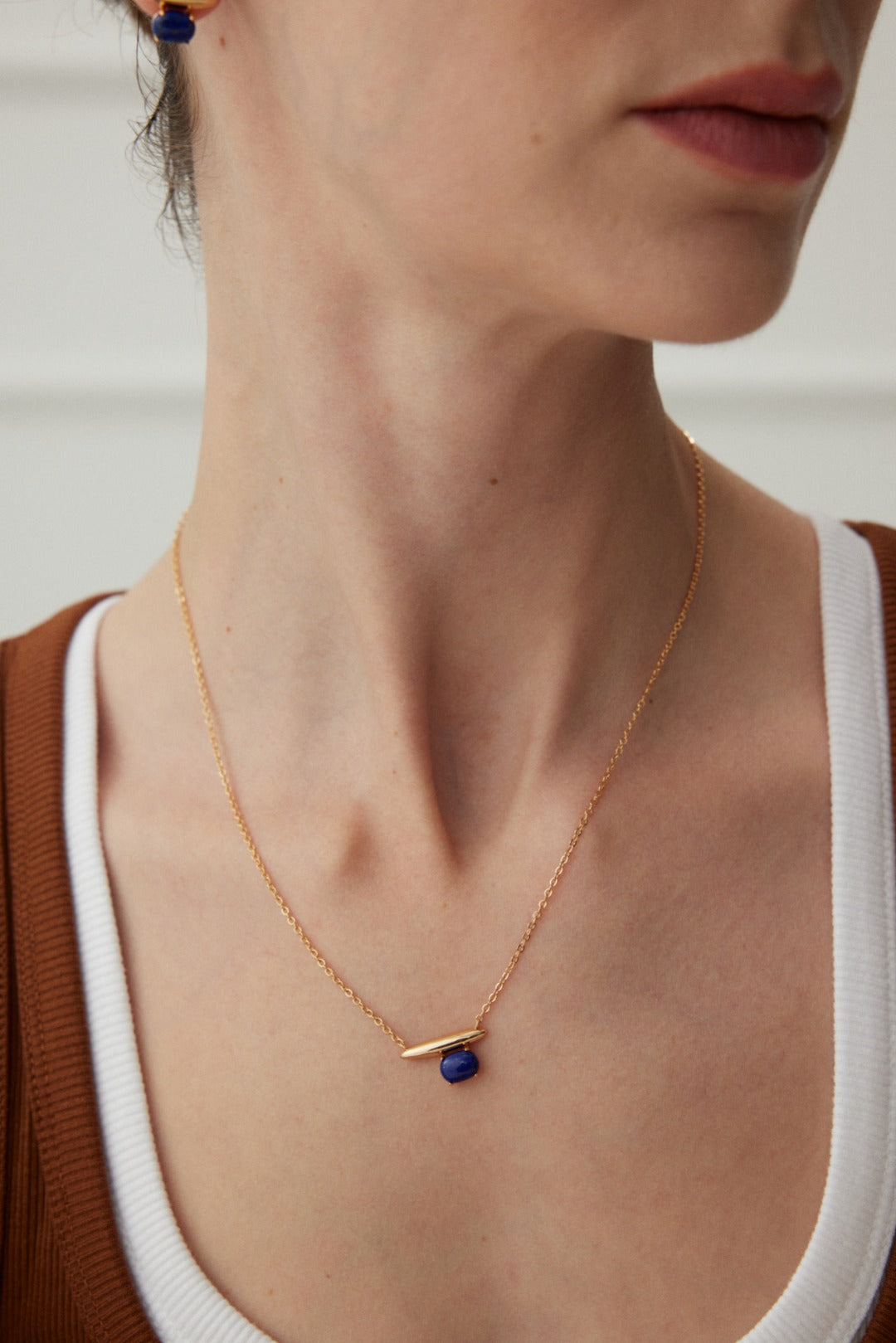 Geometric Cone Lapis & Malachite Necklace