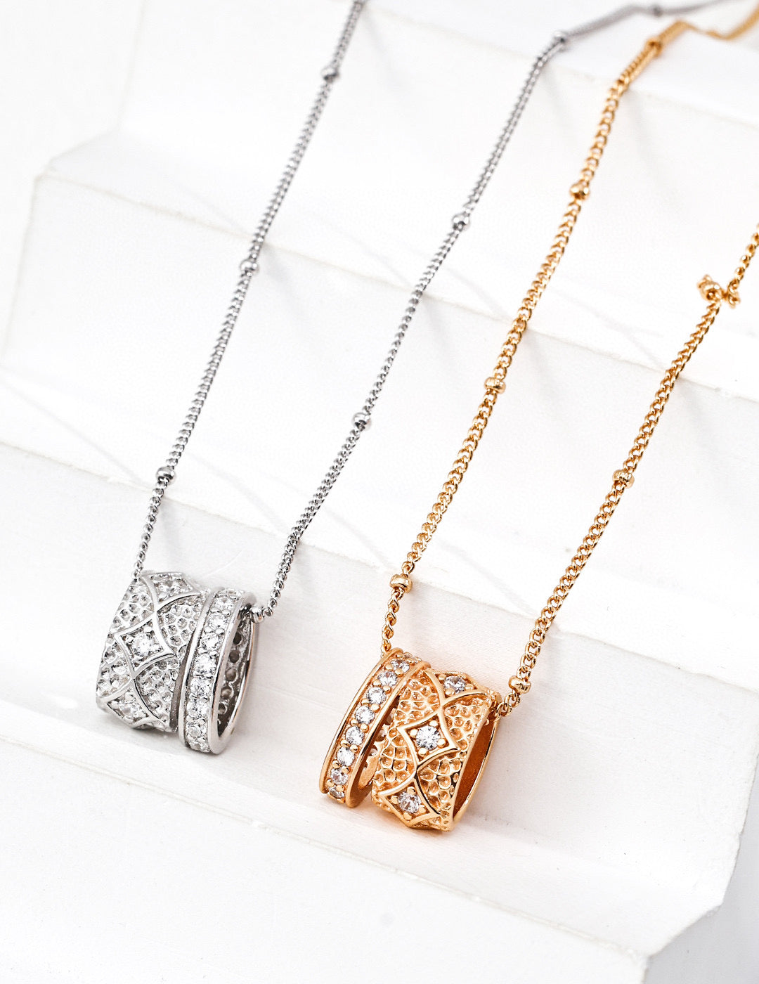 Starry Texture Zircon Pendant Necklace