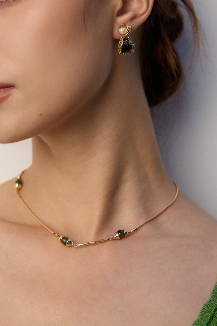 Natural Moss Agate & Lapis Necklace