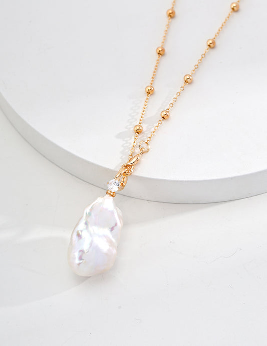 Elegant Pearl & Zircon Statement Necklace