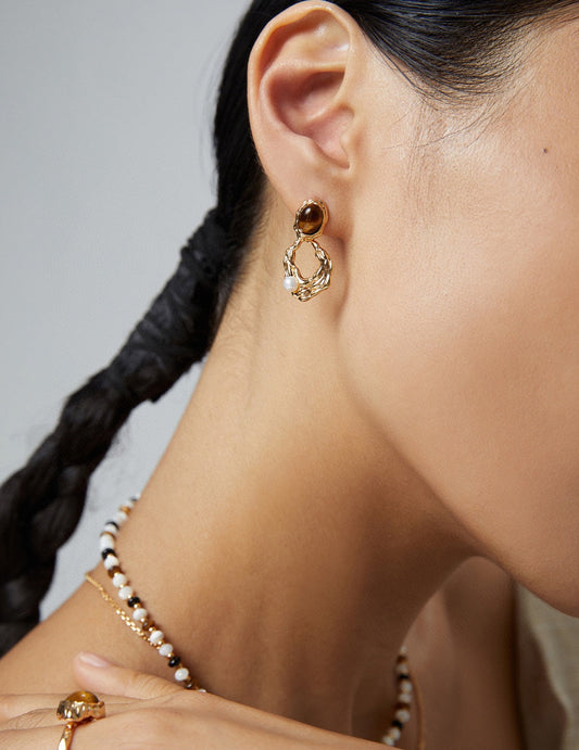 Protective Tiger Eye Drop Earrings