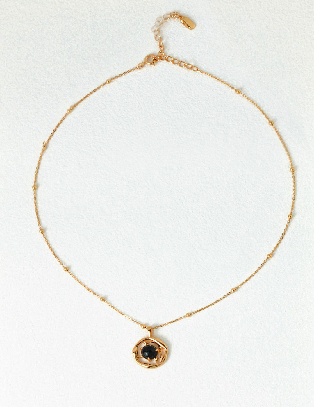 Fluid Silver Black Agate Necklace