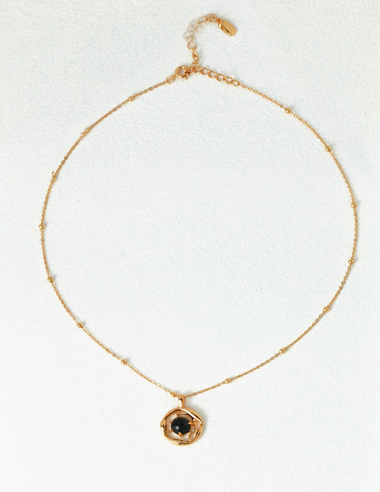 Fluid Silver Black Agate Necklace