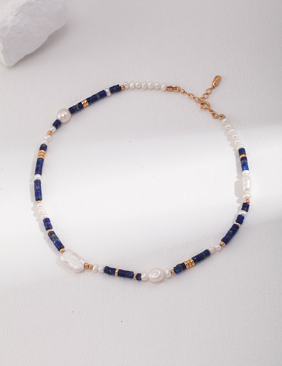 Lapis Lazuli & Pearl Station Necklace