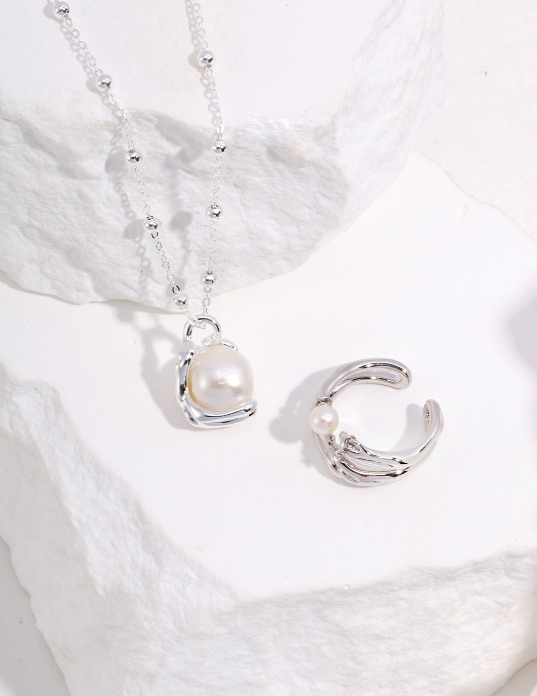 Baroque Round Pearl Solitaire Necklace
