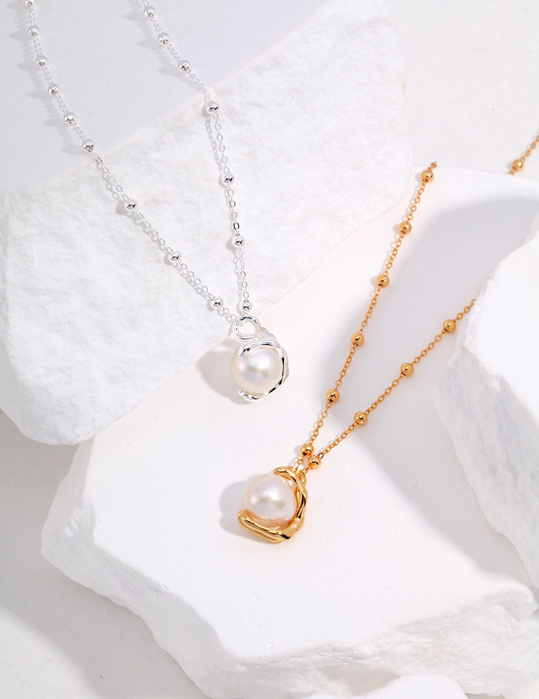 Baroque Round Pearl Solitaire Necklace