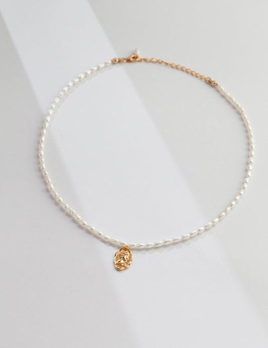 French Vintage Rice Pearl Collarbone Necklace