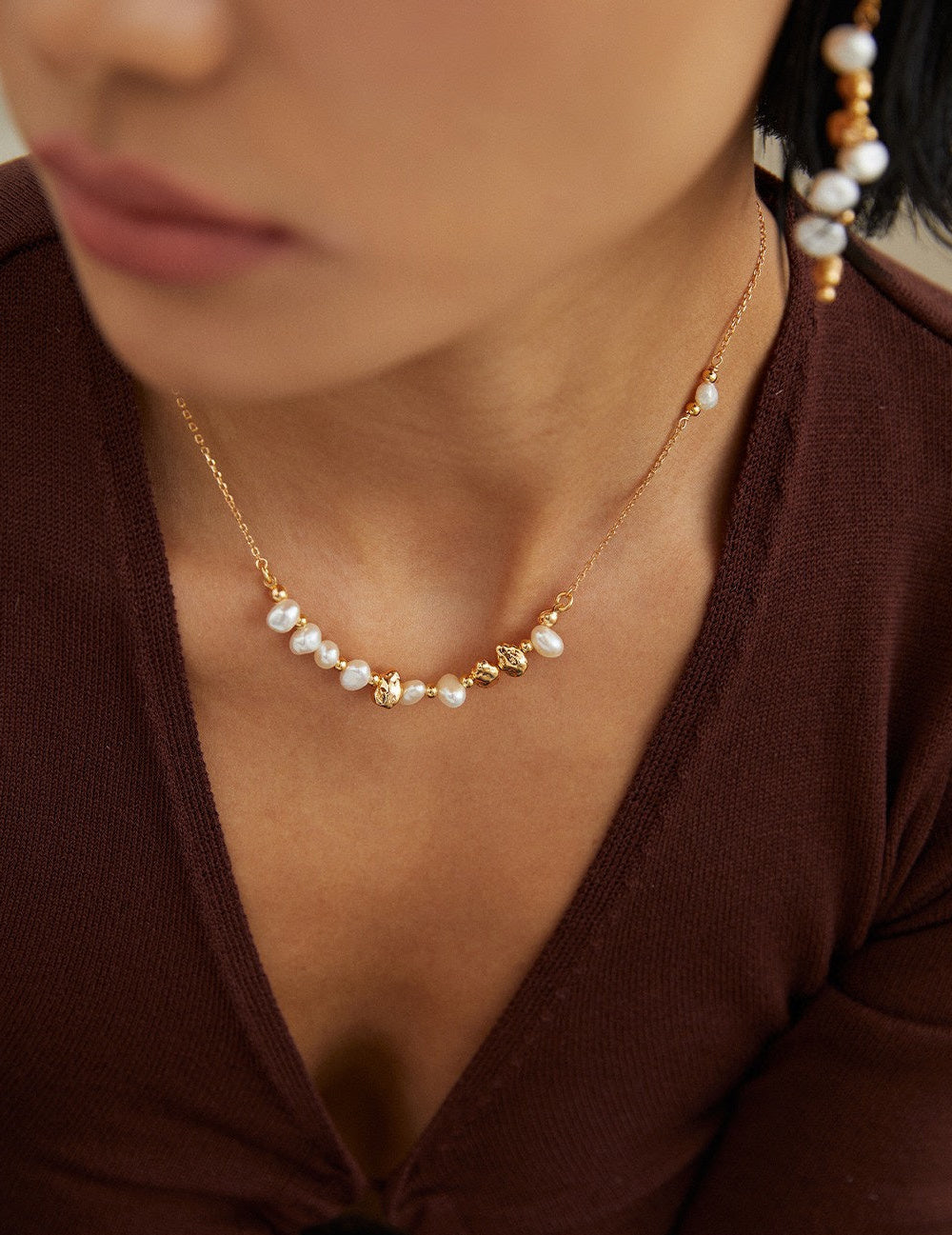 Classic Solitaire Pearl Station Necklace