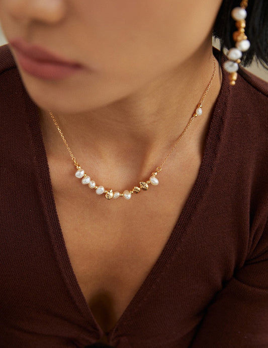 Classic Solitaire Pearl Station Necklace