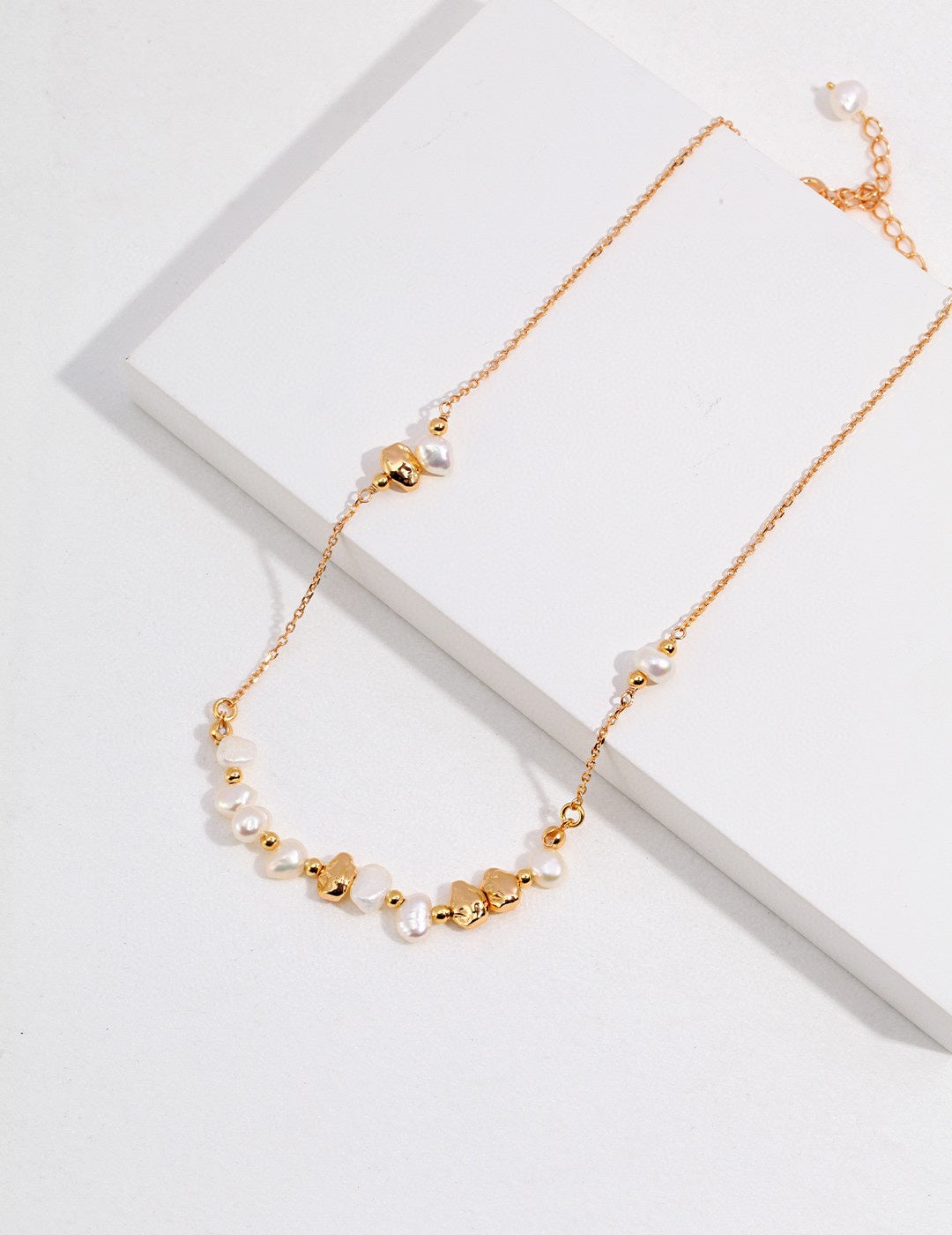 Classic Solitaire Pearl Station Necklace