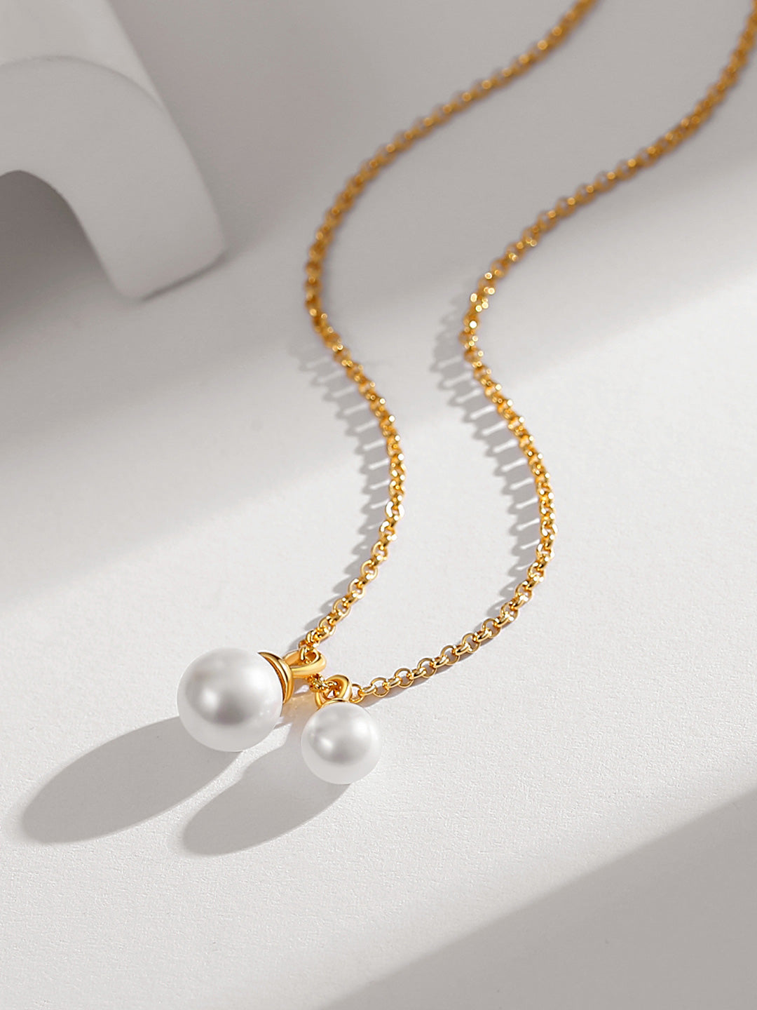 Luminous Double Pearl Collarbone Necklace
