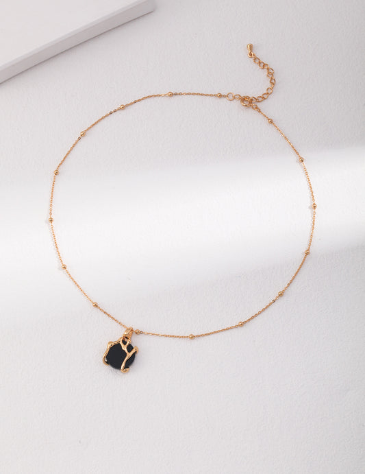 Fluid Form Black Agate Necklace