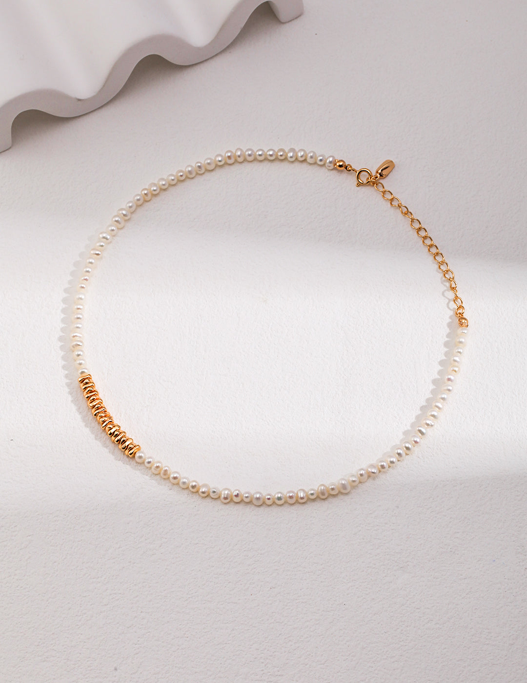 Crushed Silver & Pearl Choker Necklace