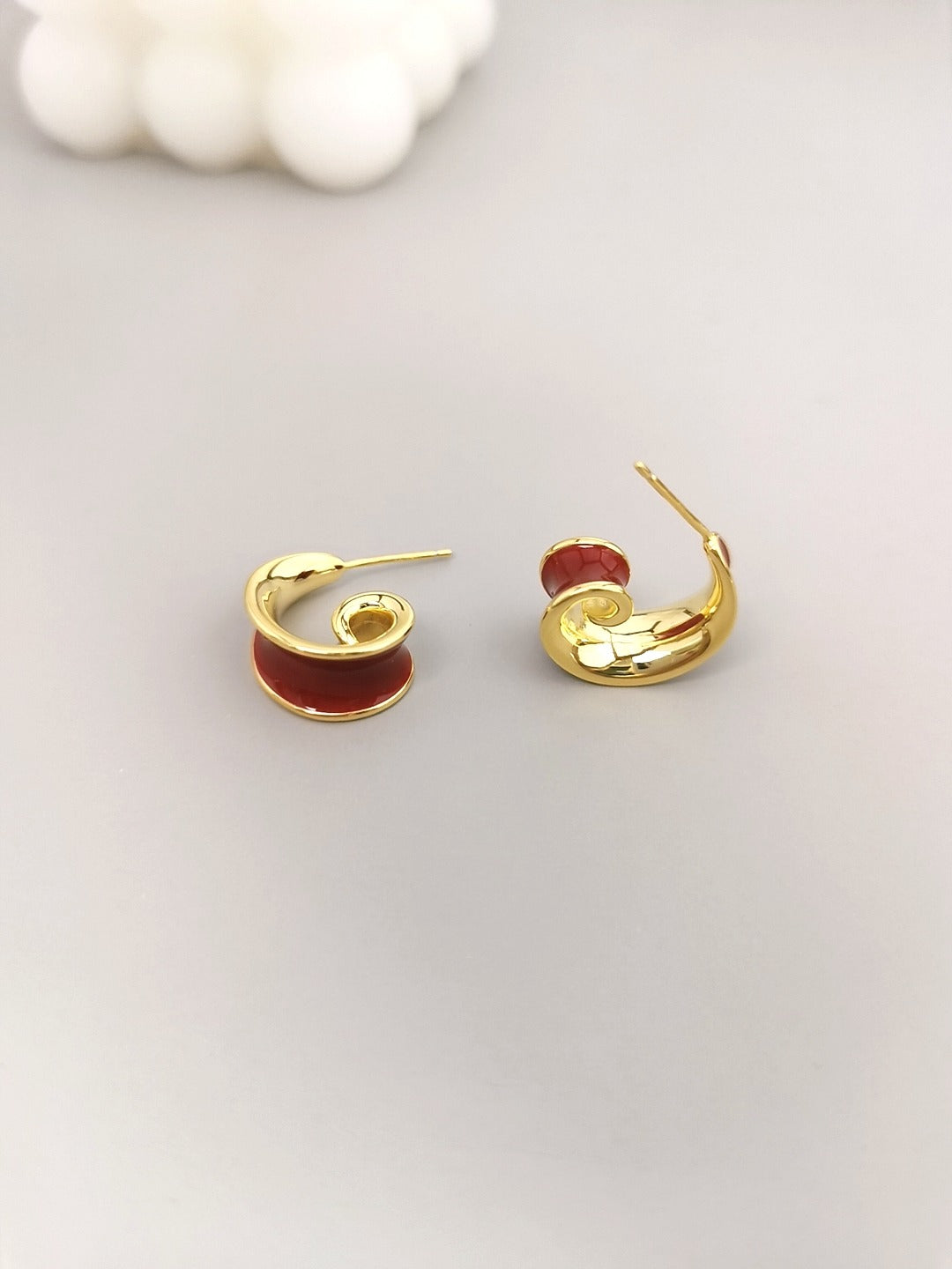 Scarlet Enamel Ribbon Earrings
