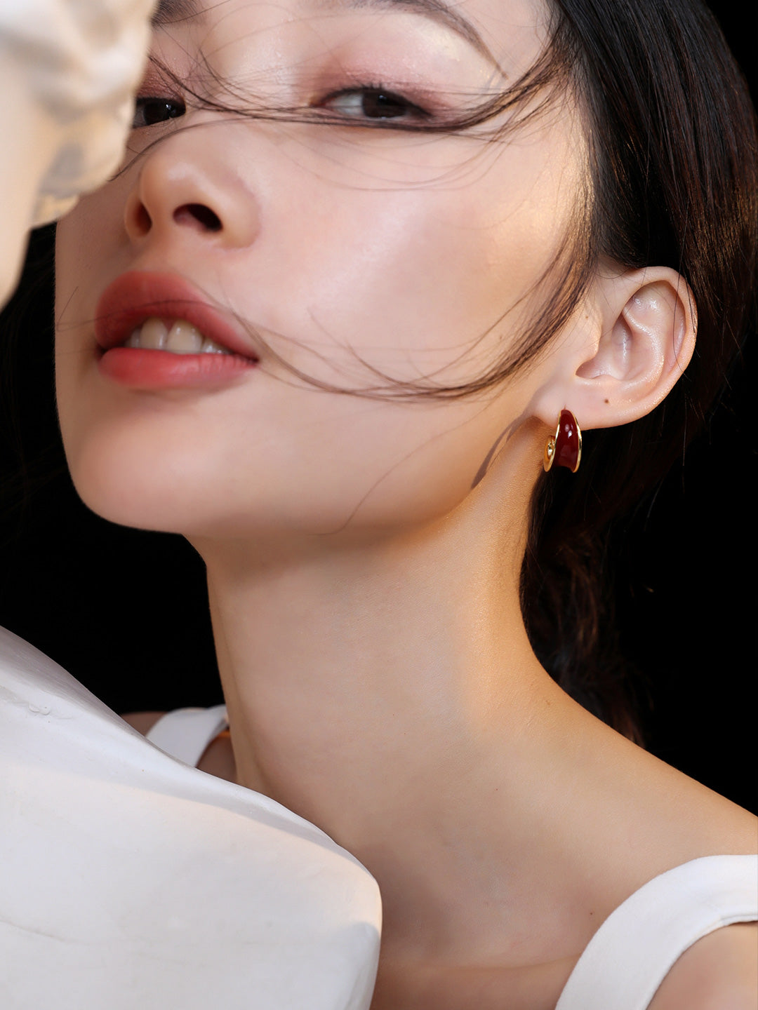 Scarlet Enamel Ribbon Earrings