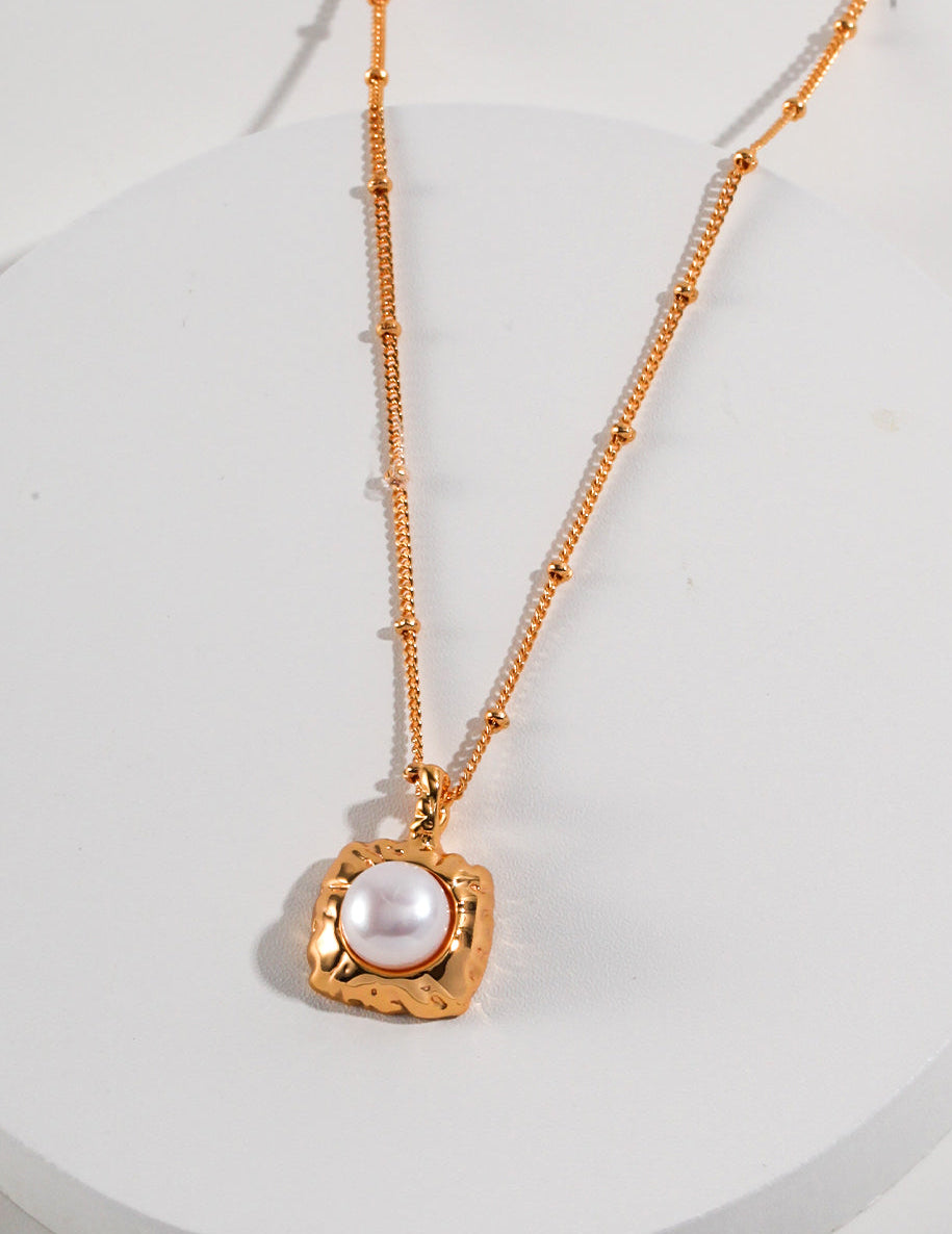 18K Gold Vermeil Pearl Drop Necklace – Minimalist Luxe